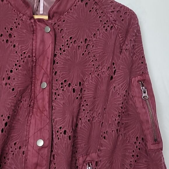 Free People Daisy Jane Embroidered Lace Crochet Bomber Jacket Size Small - Picture 4 of 9